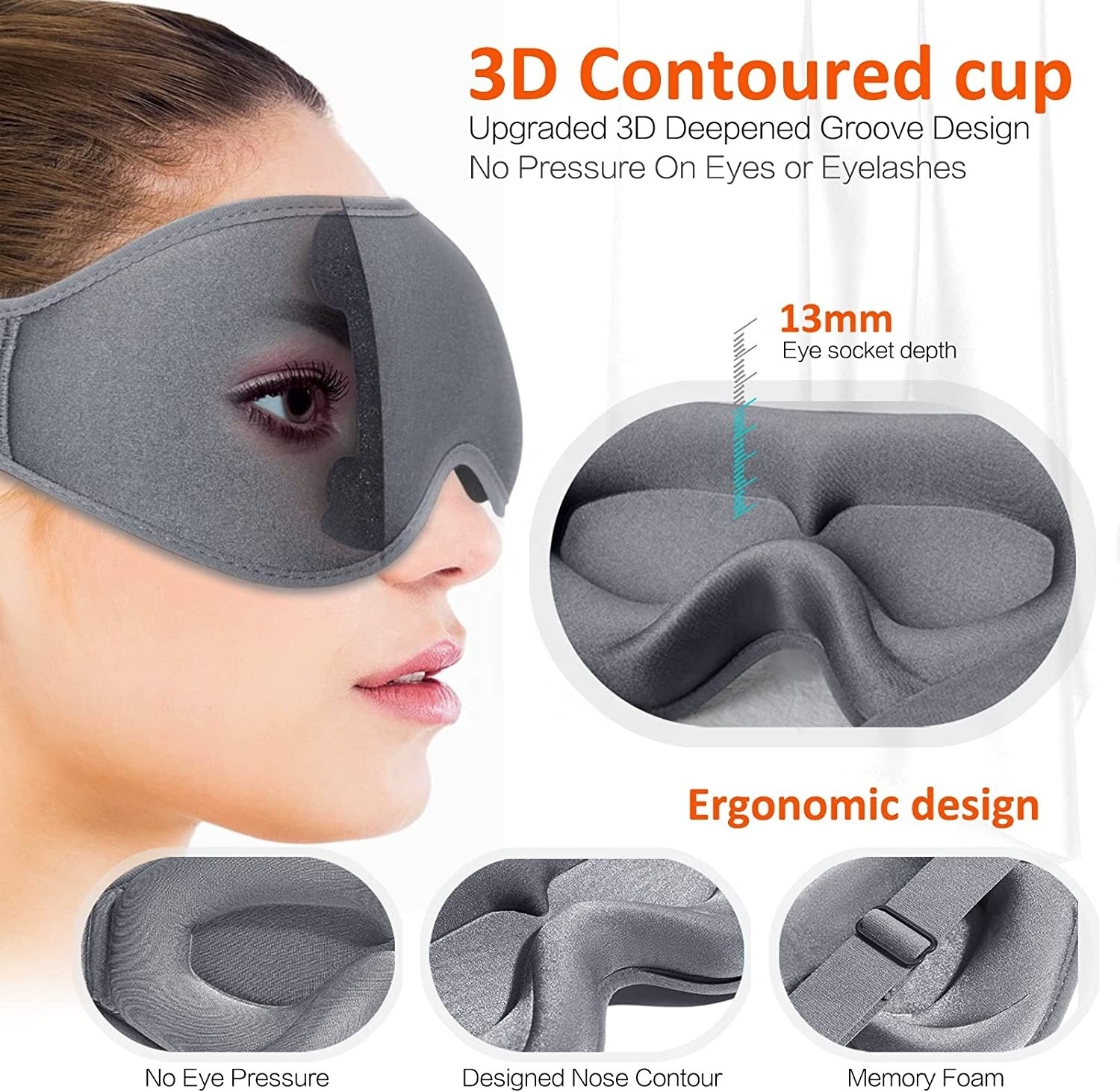 2023 Personalised Sleep Eye Mask 3d Contoured Adjustable Eyemask Sleeping Eye Cover for Men Women