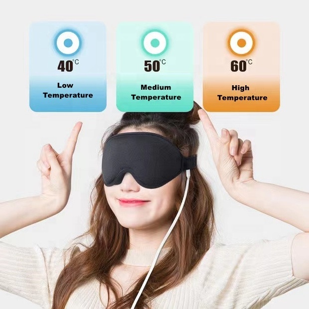 Heated 3D Eye Mask, Warm Eye Compress Mask for Dry Eyes, USB Electric Eye Heating Pad with Temperature and Timer Control