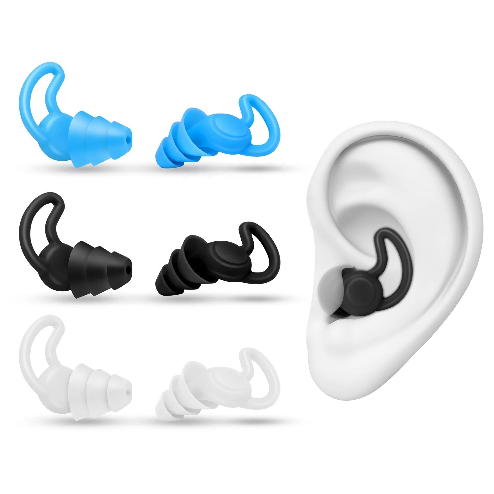 Silicone Ear Plugs for Sleeping Noise Cancelling Reusable Waterproof Diving Silicone Regulator Octopus Wrap Holder Shark Tail