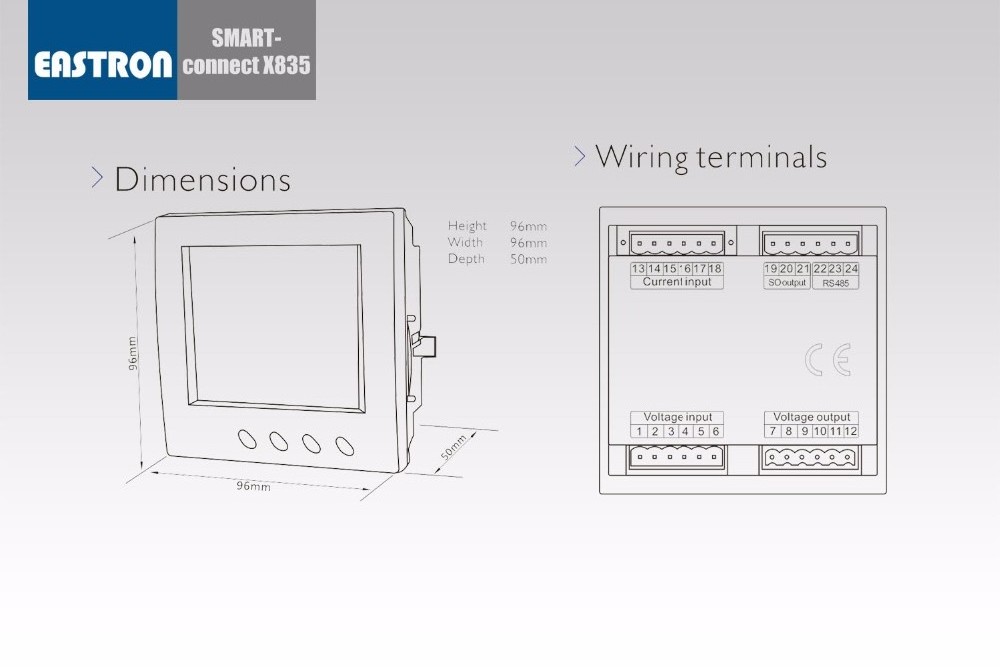 SmartconnectX835 Energy analyzer, Multi-function Power Analyzer, 96x96 digital Panel Meter, SGS approved