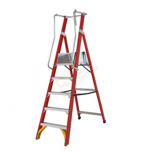 Mobile Portable Manufacturers China Insulated Handrail Fiberglass EN131 Platform FRP Ladder