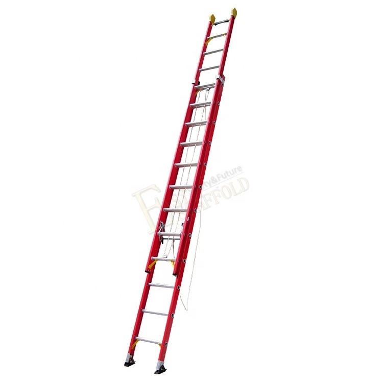 High Quality Telescopic Rope FRP Insulated 2 Section Fiberglass Ladders Step Ladder Extension