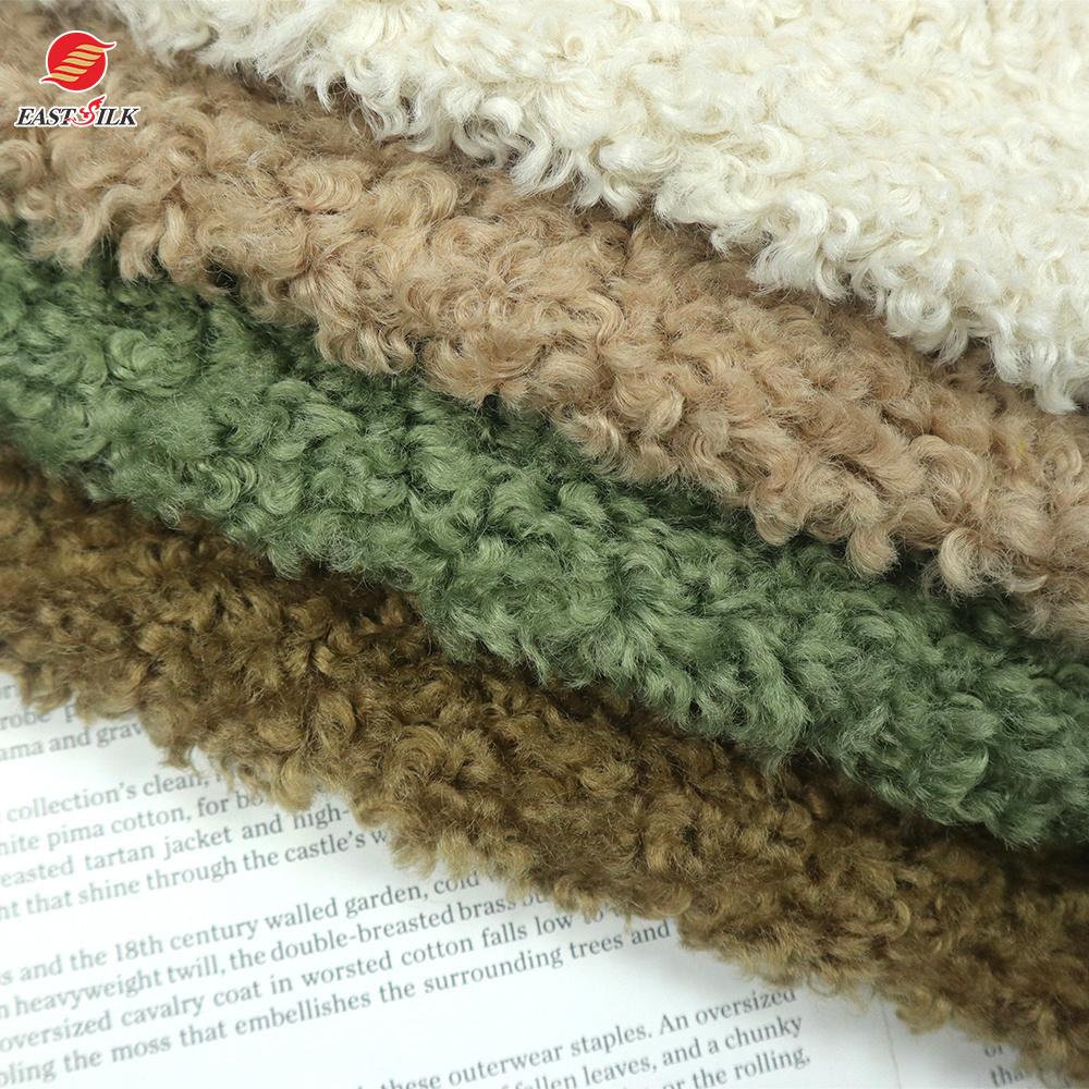 Soft Wholesale raw material 100 polyester fleece boucle jacket knitting fabrics for clothing