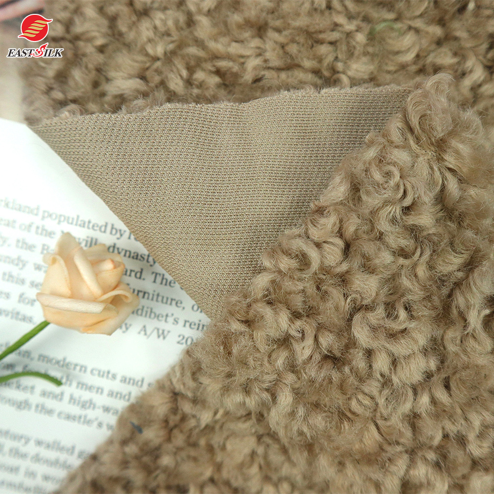 Soft Wholesale raw material 100 polyester fleece boucle jacket knitting fabrics for clothing