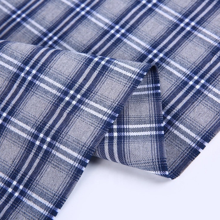 75 polyester 25 cotton tela garment gingham check luxury shirt fabric mens