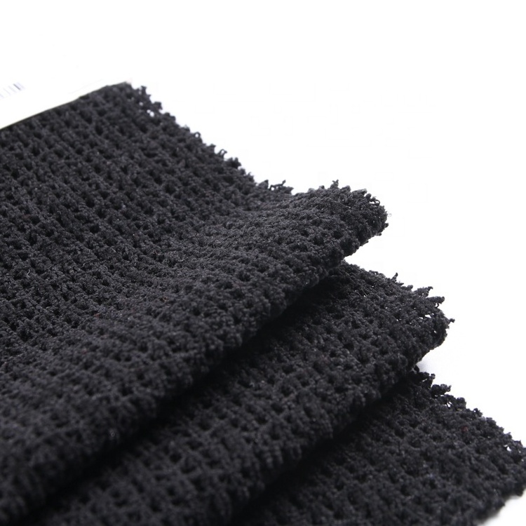 Wholesale 100% polyester black sweater hachi microfiber chenille fabric