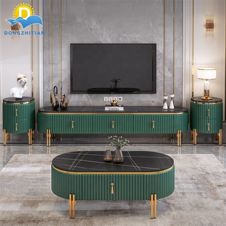 Nordic simple design modern tv stands Italian luxury stone marbre tv stand and coffee table set