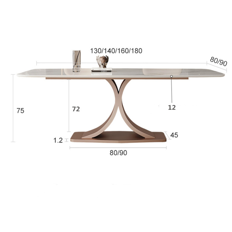 European Design Modern Stainless Steel Base Dining Table Foshan Dining Room Furniture Extending Square Dining Table Set 6 Chairs