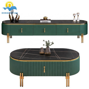 Nordic simple design modern tv stands Italian luxury stone marbre tv stand and coffee table set