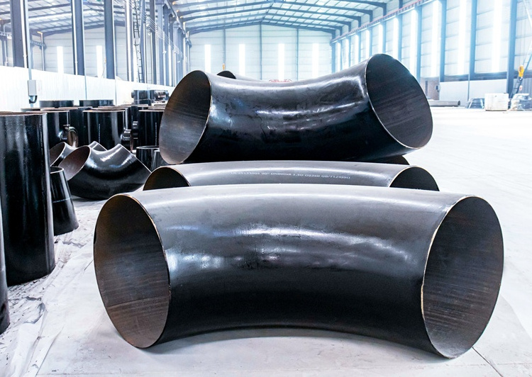 Pipe Tubes Fitting 90 Degree Black Paint Seamless Carbon Steel Elbow Butt Welded Long Elbow