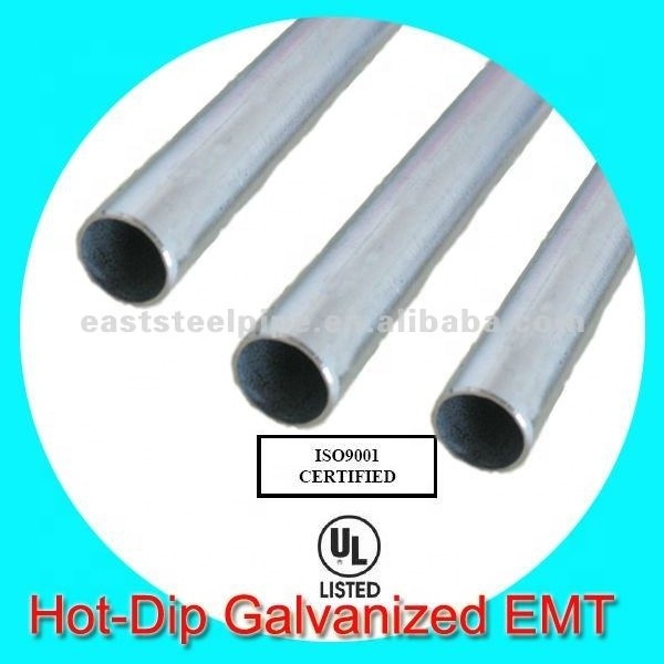 hot dip galvanized conduit emt pipe electrical metal tube ul797