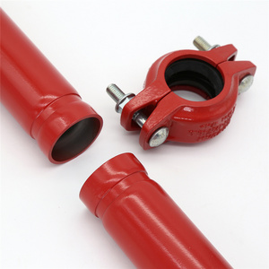 ASTM A795 1" Grooved End Red Polyester Powder Coating Fire Protection Fighting Sprinkler steel Pipe