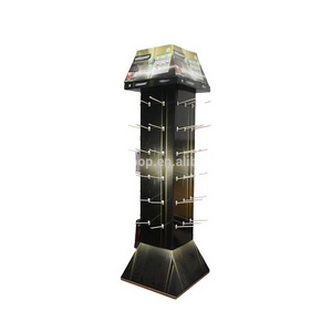 Promotional fancy custom floor cardboard paper hook display stand