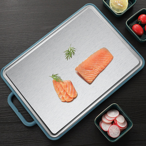 BSCI factory support customize household kitchen chopping board Double-Sided 304 stainless steel cutting board