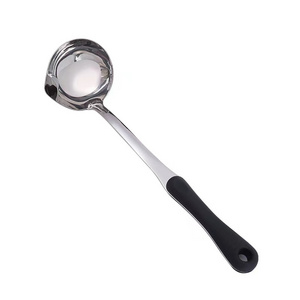 Oil Separating Stainless Steel Soup Ladle, Grease Trap Long Spoon/Fat Control Serving Spoon