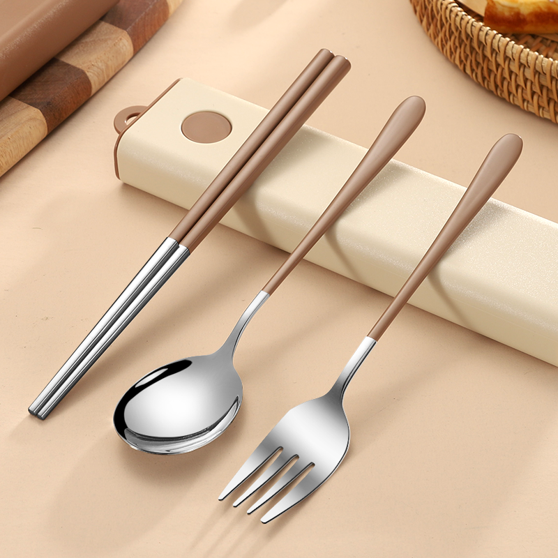 Luxury wedding gift Modern Portable stainless steel flatware set Fork Spoon Chopsticks Camping Travel Cutlery Set with Case