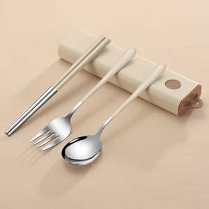 Luxury wedding gift Modern Portable stainless steel flatware set Fork Spoon Chopsticks Camping Travel Cutlery Set with Case