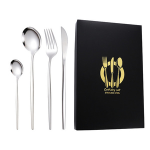 Cheap Promotion Gift Stainless Steel Knife Fork Spoon Portugal Silverware Stainless Steel Spoon Set Golden Metal flatware