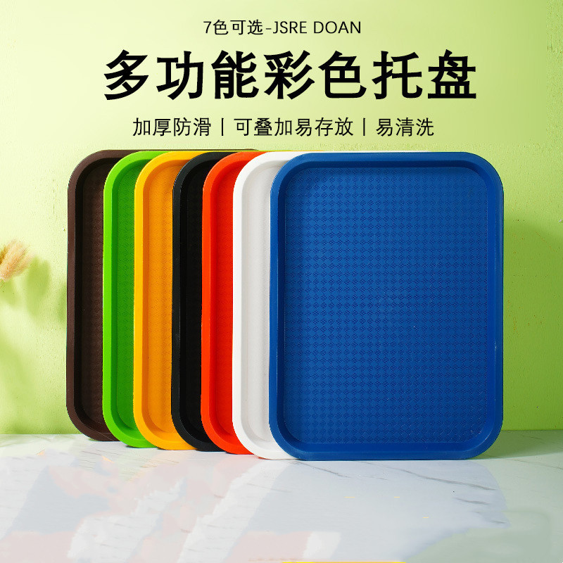 3 SIZE Large Foodservice Tray, Rectangular food trays Plastic Drink Serving Tray for Serving Drinks, Snacks, Tea