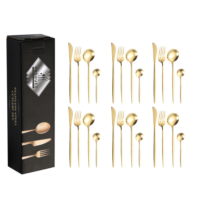 Portugal Gold Plated Flatware Bulk Spoons Forks and Knife Stainless Steel Gold Portugal wedding Cutlery Set