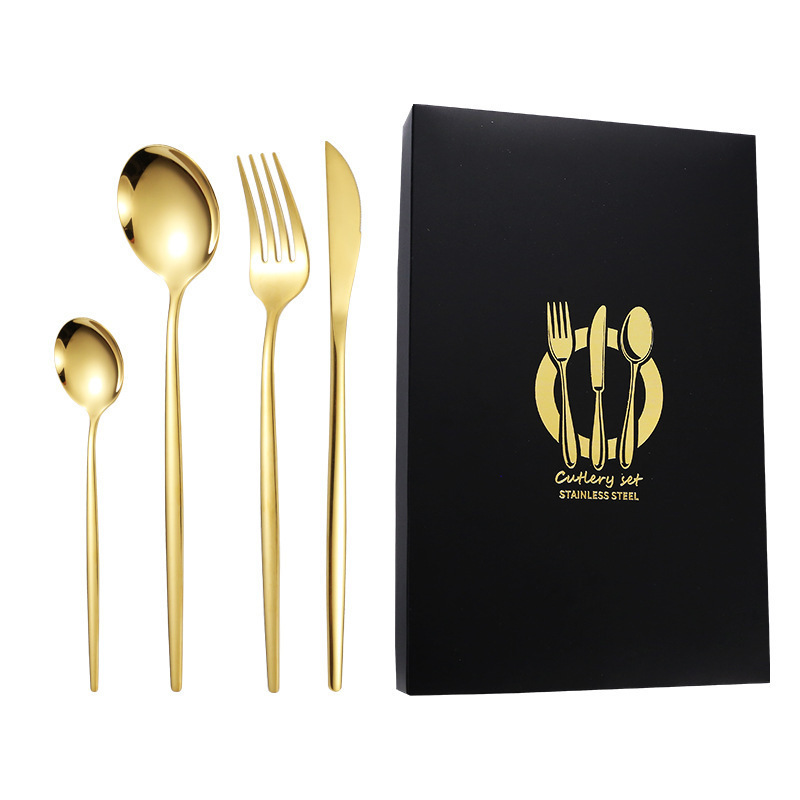 Portugal Gold Plated Flatware Bulk Spoons Forks and Knife Stainless Steel Gold Portugal wedding Cutlery Set