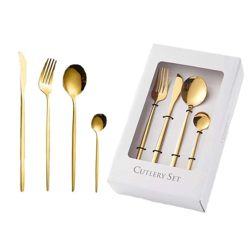 Portugal Gold Plated Flatware Bulk Spoons Forks and Knife Stainless Steel Gold Portugal wedding Cutlery Set