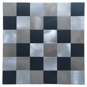 Self Adhesive Aluminum Composite Metal and Glass Mosaic Tiles Peel and Stick Backsplash