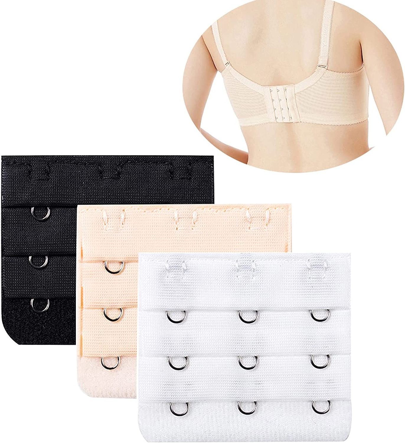 2022 Custom 5.6CM 3 Row 2 Buckle Plating Bra Hook And Eye Extender Polyester Clip Clasp Adjuster Elastic Bra Extension