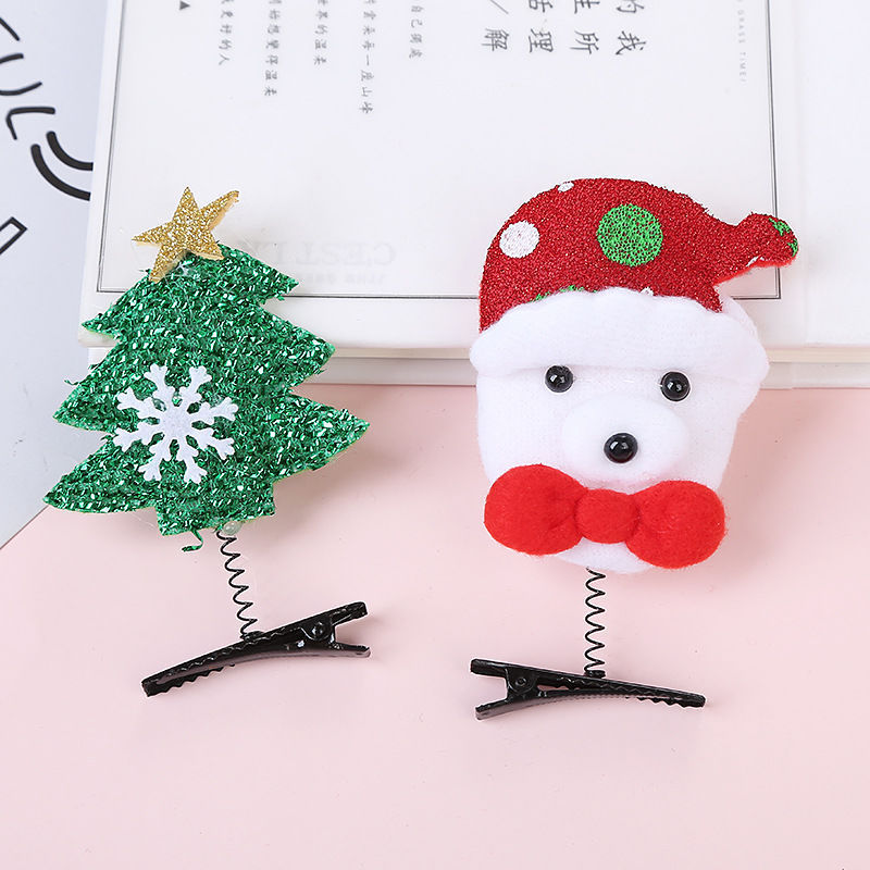 Party Cute Duckbill Clip Hair Accessories Christmas Snowman Christmas Tree Hairpin For Children