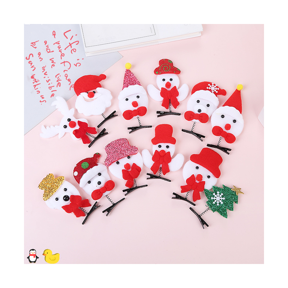 Party Cute Duckbill Clip Hair Accessories Christmas Snowman Christmas Tree Hairpin For Children