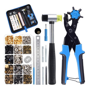 High Quality 340 Sets Snap Fastener Rivets With Leather Hole Punch Tool Combination Set Metal Button Kit