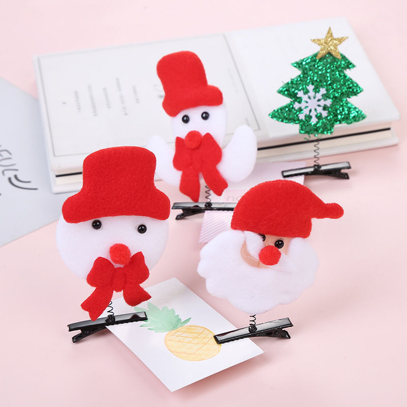 Party Cute Duckbill Clip Hair Accessories Christmas Snowman Christmas Tree Hairpin For Children