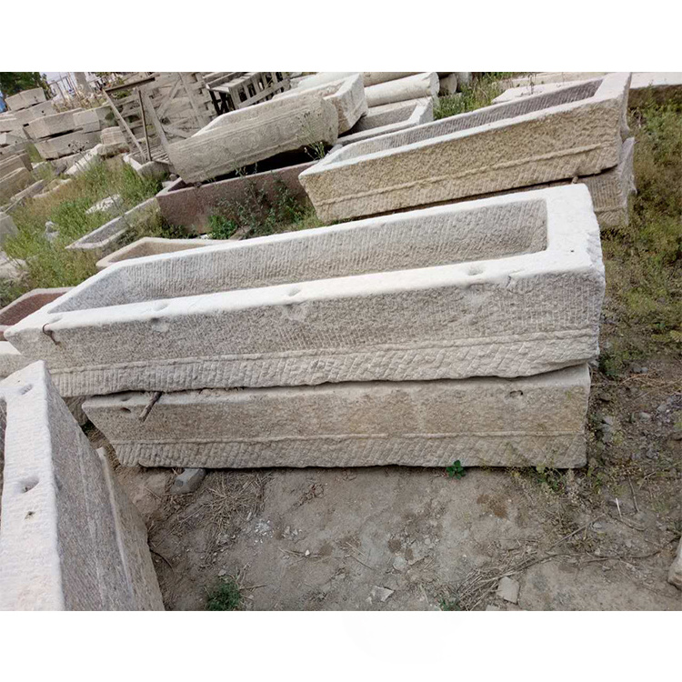 Antique Asian Limestone Reclaimed Water Granite Trough