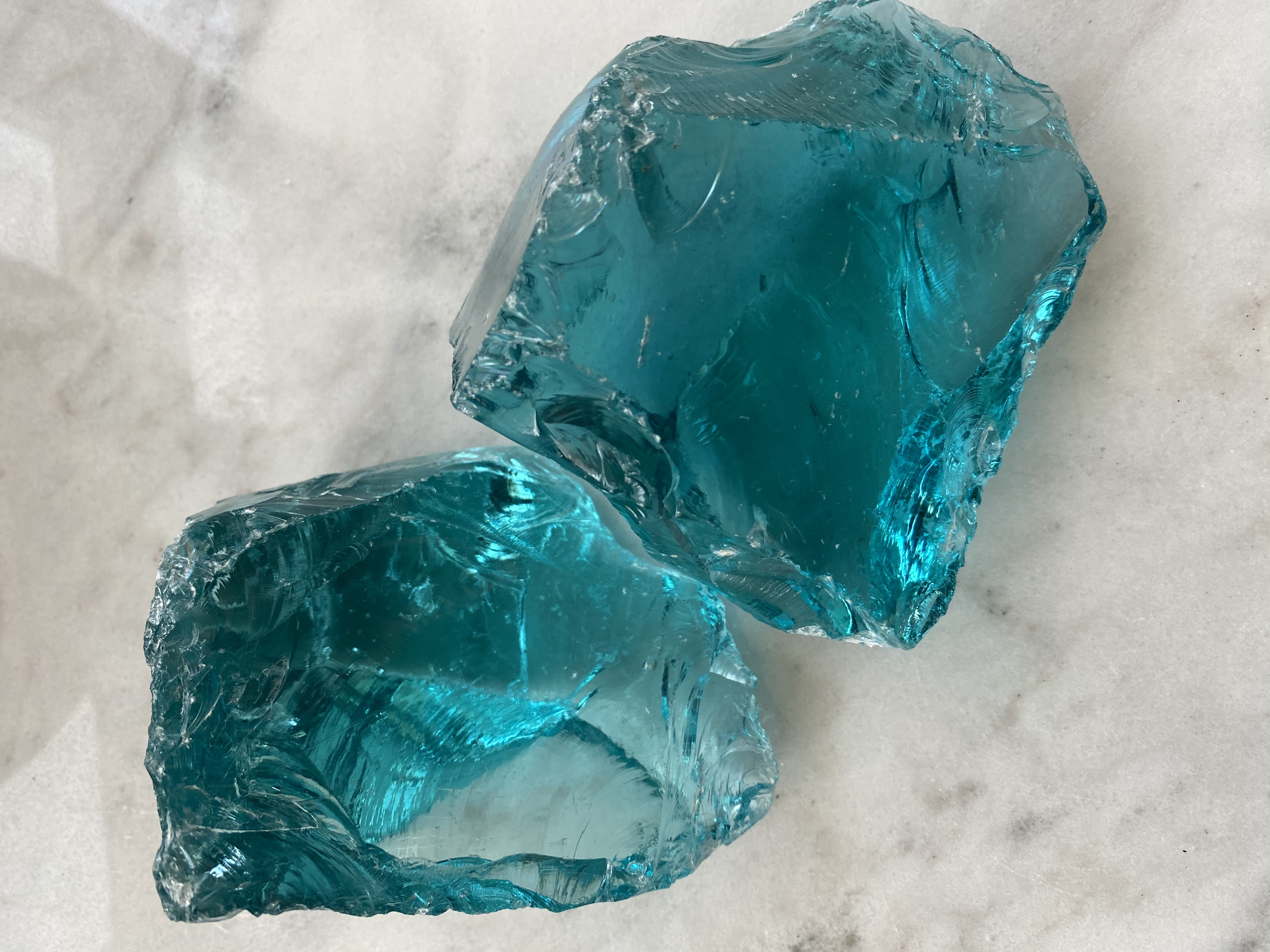 Aqua blue glass rock decorative blue rocks