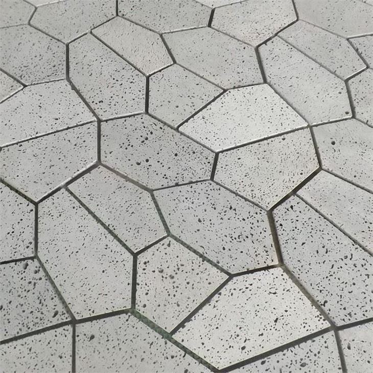 Natural Grey Lava Crazy Paving Tile Volcanic Basalt Flagstone on Mesh For Outdoor Pathway