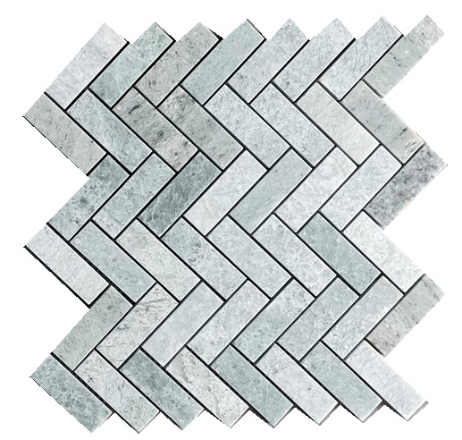 Light Green Marble Stone Mosaic Tiles Herringbone Pattern For Interior Wall Cladding Bathroom Kitchen