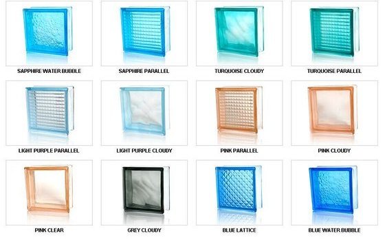 Clear Glass Bricks With Different Color 190*190*80 mm