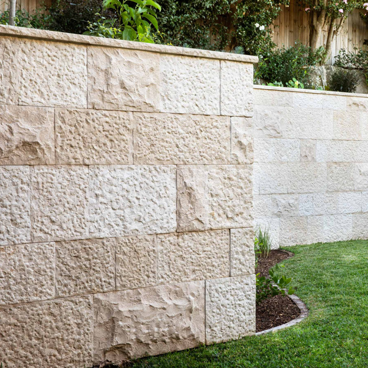 Chiselled Face Beige Lime Stone Faced Wall Cladding