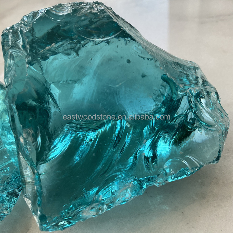 Aqua blue glass rock decorative blue rocks