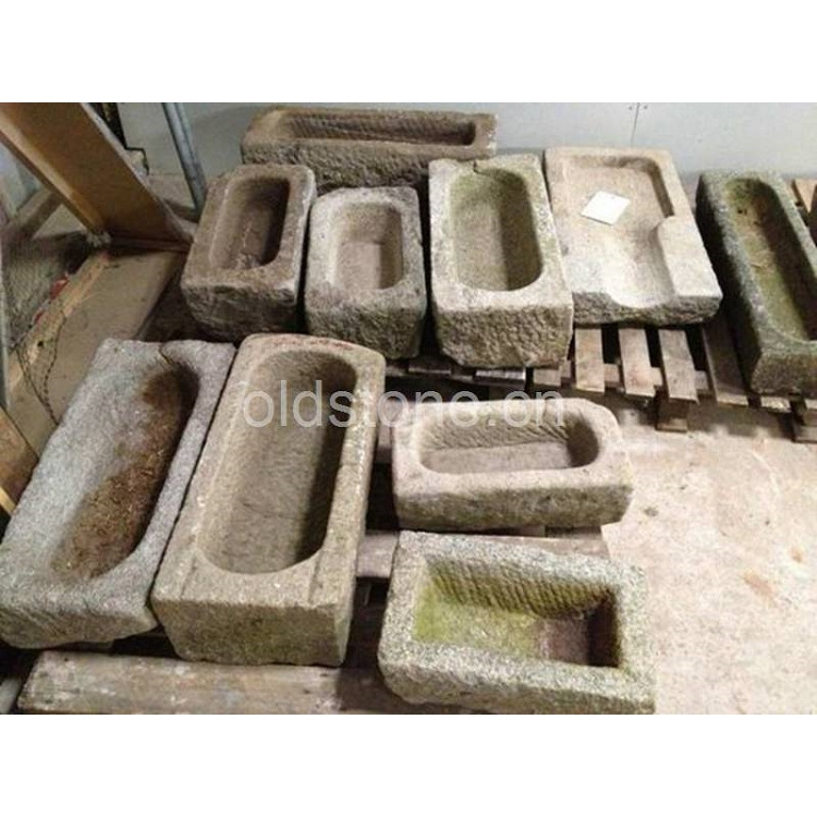 Antique Old Stone Reclaimed Millstone Water Trough For Garden Decoration