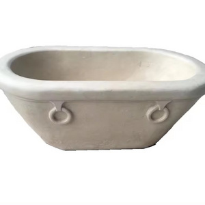 Customized freestanding stone bath Marfil Cream Beige marble bathtub for hotel bathroom