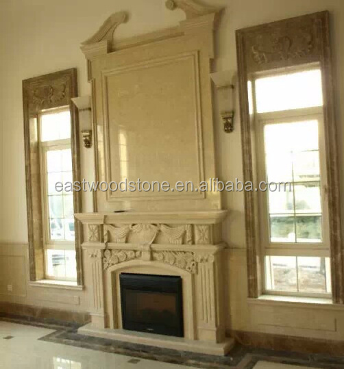 beige marble wall mounted gas fireplace,insert marble fireplace