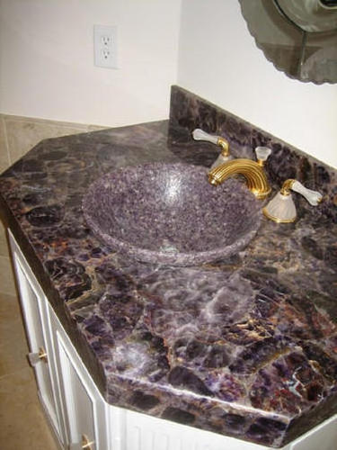 Natural luxury stone purple gemstone slab vanity top amethyst countertop for kitchen