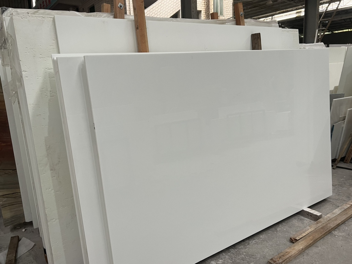 Artificial Super White Marble Tiles Non-porous Crystallized Glass Stone Panel