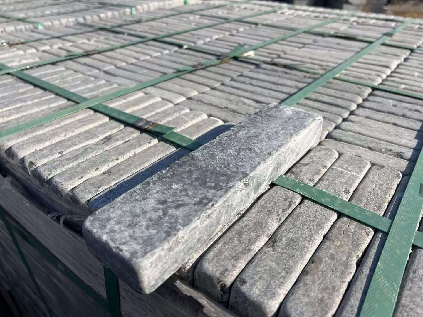 Factory Price Natural Black Limestone Honed Acid-wash And Tumbled Wall Brick Paving Slab Tile Cobble Stone