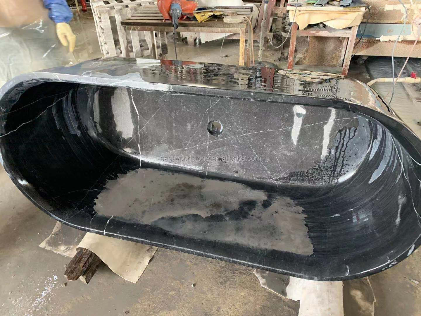 Black Marble Solid Natural Stone Bathtub