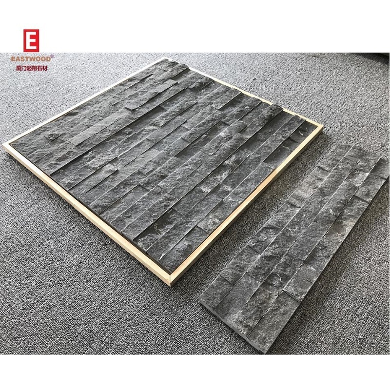 Natural Stone Wall Panel Black Limestone Loose Ledgestone Veneer For Wall Decoration