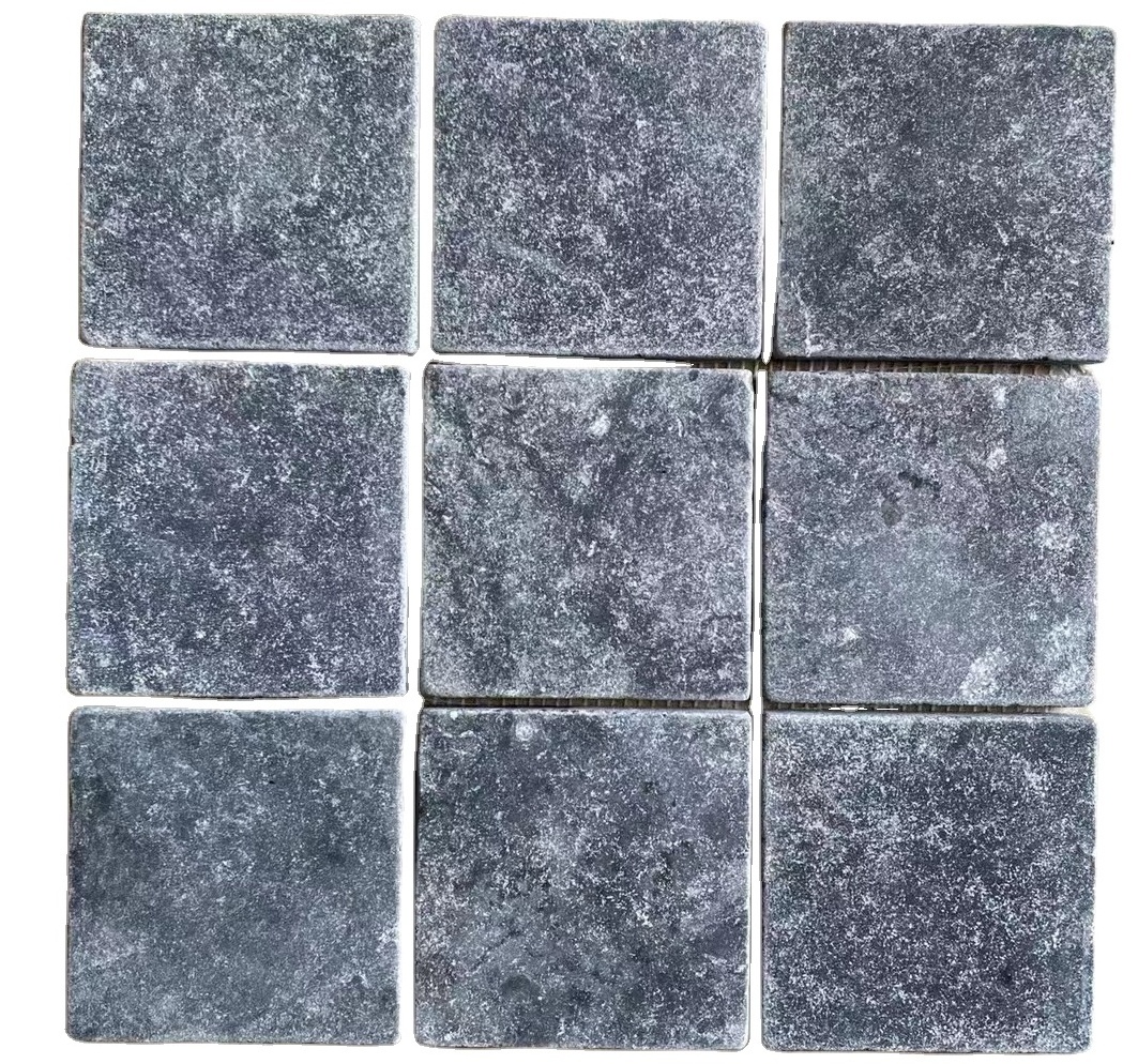 Factory Price Natural Black Limestone Honed Acid-wash And Tumbled Wall Brick Paving Slab Tile Cobble Stone