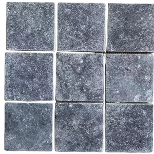 Factory Price Natural Black Limestone Honed Acid-wash And Tumbled Wall Brick Paving Slab Tile Cobble Stone