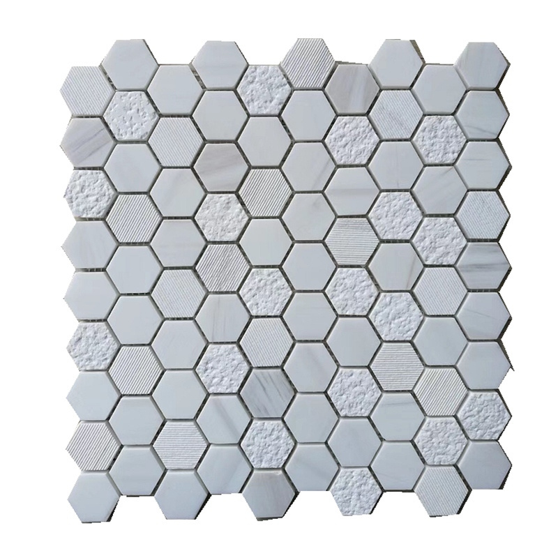 White Marble Mosaic Flooring Tiles Hexagon Mosaic For Bathroom Flooring And Kitchen Backsplash